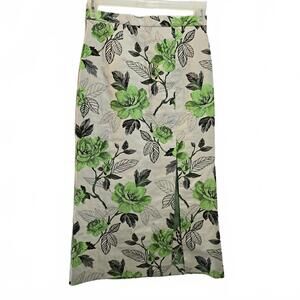 SIKA'A Luxury African Metallic Brocade Maxi Skirt Floral Pencil Sz 10